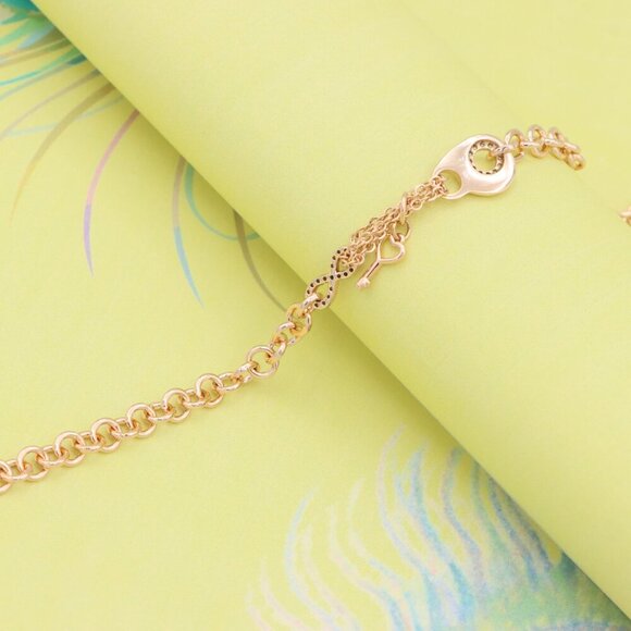 "Rose Gold Heart & Charm Link Bracelet in Premium Gold Plated Brass, XPBL0907 - Picture 5 of 13